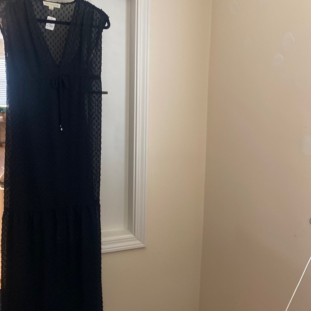 Love Stitch, brand new S black dress sheet w/ black slip. L-57 1/2 from shoulder
